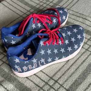 NOBULL women size 11 Blue Star Sneakers with Red Laces